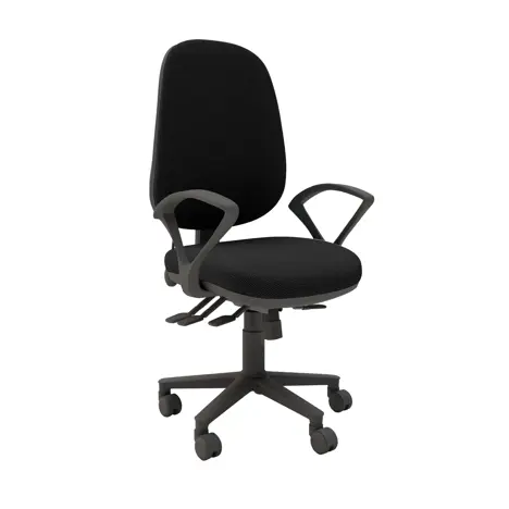 Multi-functional High Back Task Chair - Black Base - Fixed Arms - Craven